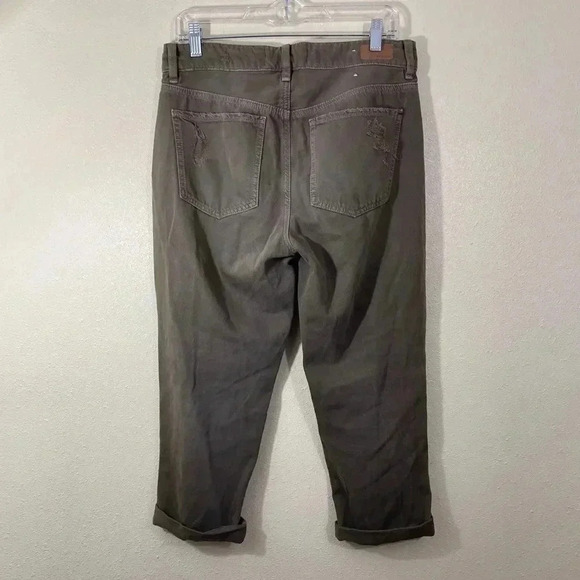 Garage Boyfriend Distressed Jeans Khaki Green Sz 7 - Picture 2 of 8